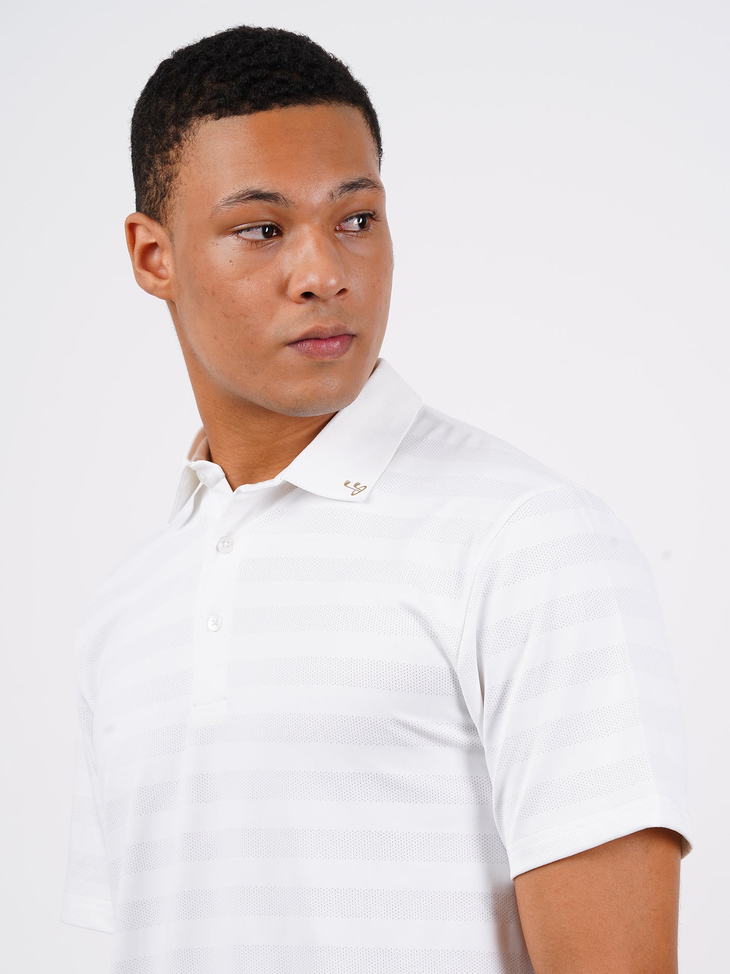 WHITE JACQUARD GOLF POLO