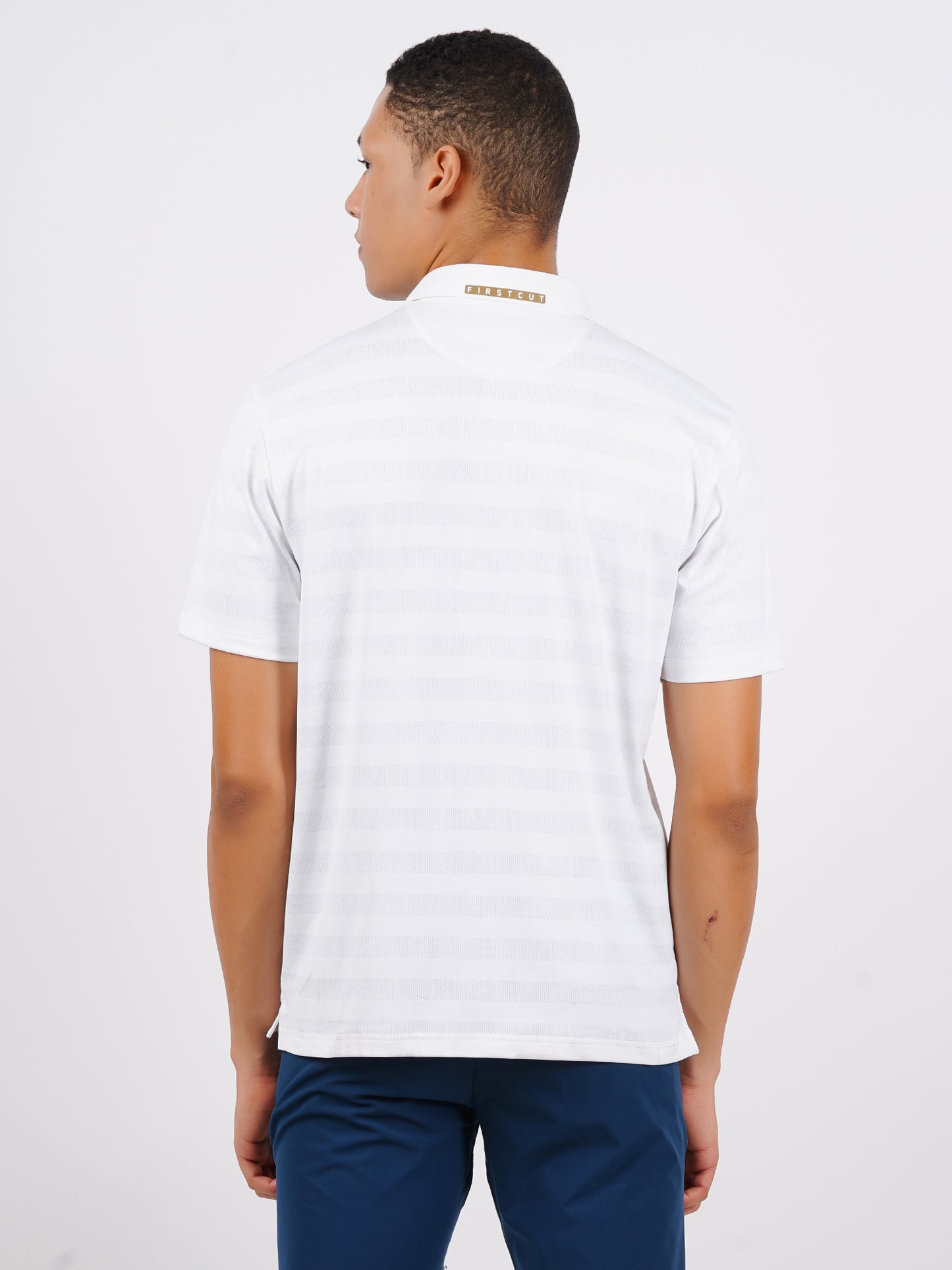 WHITE JACQUARD GOLF POLO