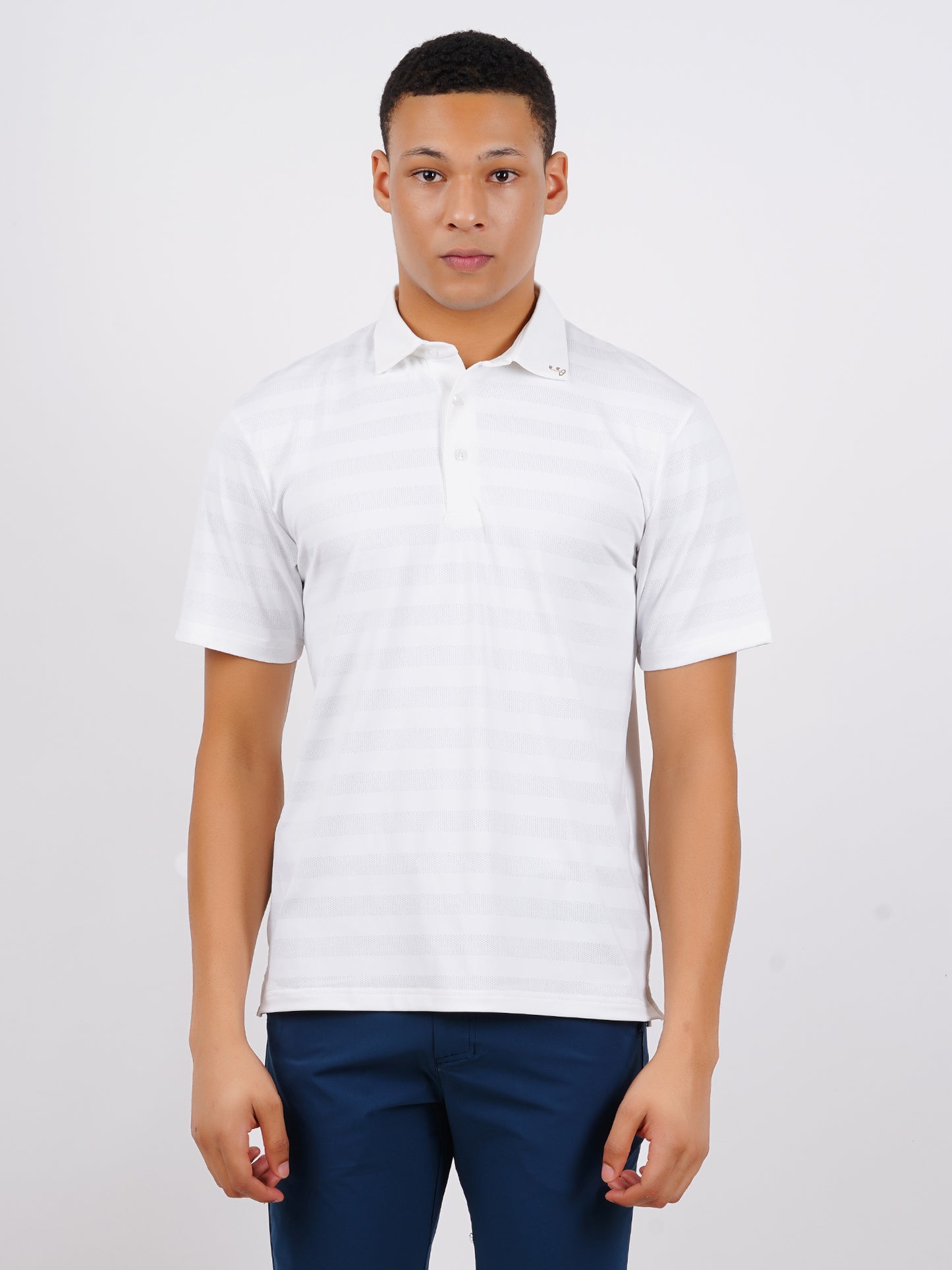 WHITE JACQUARD GOLF POLO